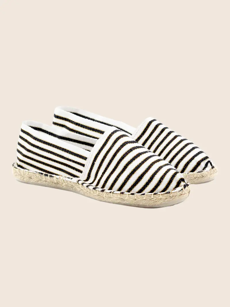 Espadrilles toile coton noir doré
