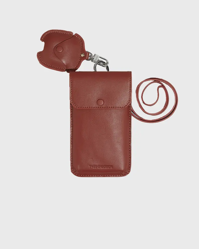 Étui de téléphone avec airpods amovible en cuir