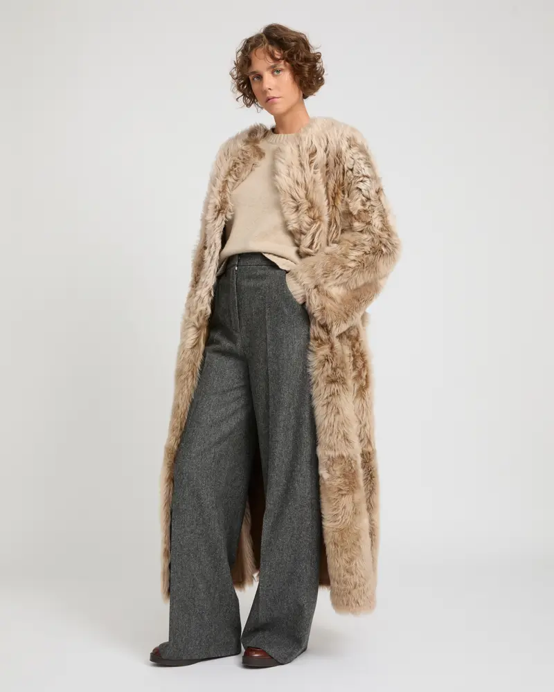 Extra long Toscana lambskin shearling coat
