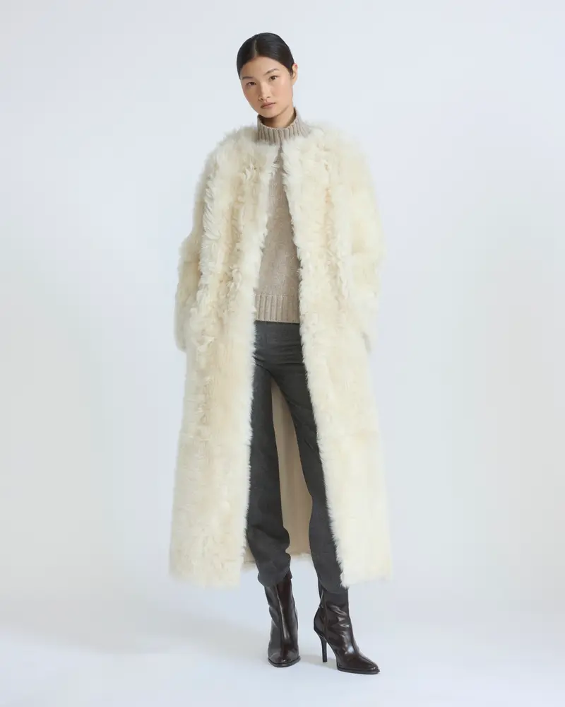 Extra long Toscana lambskin shearling coat