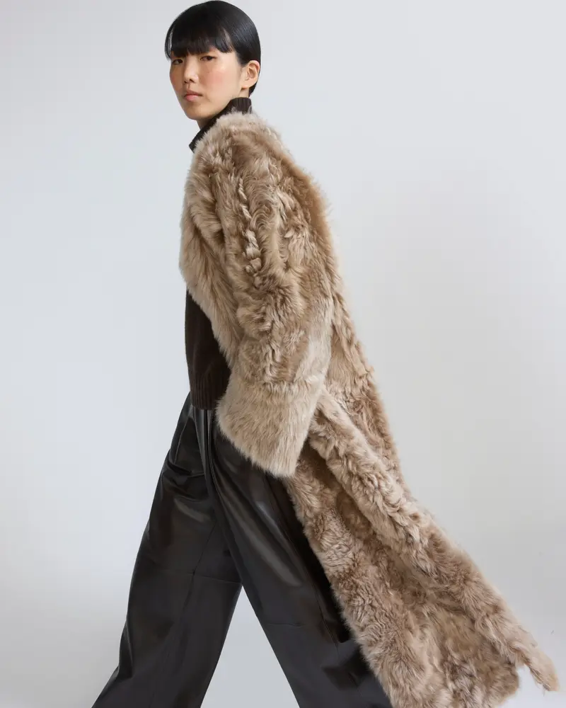 Extra long Toscana lambskin shearling coat