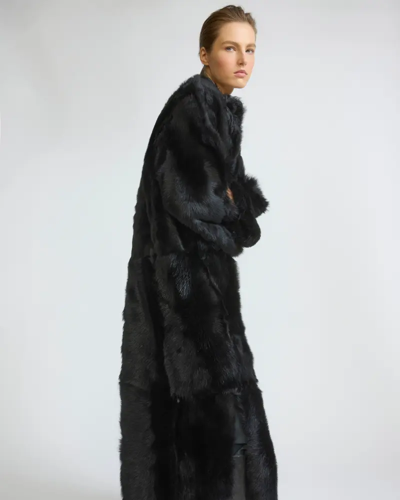 Extra long Toscana lambskin shearling coat