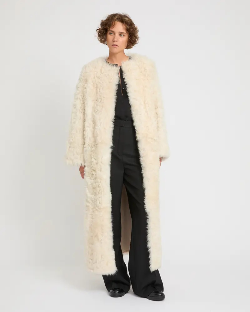 Extra long Toscana lambskin shearling coat