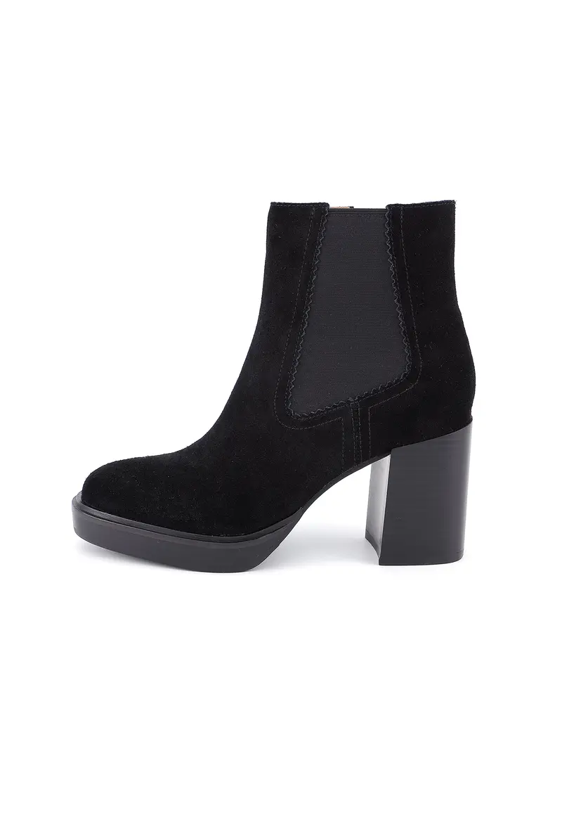 FABIENNE - Bottines à talon en Cuir Velours Noir