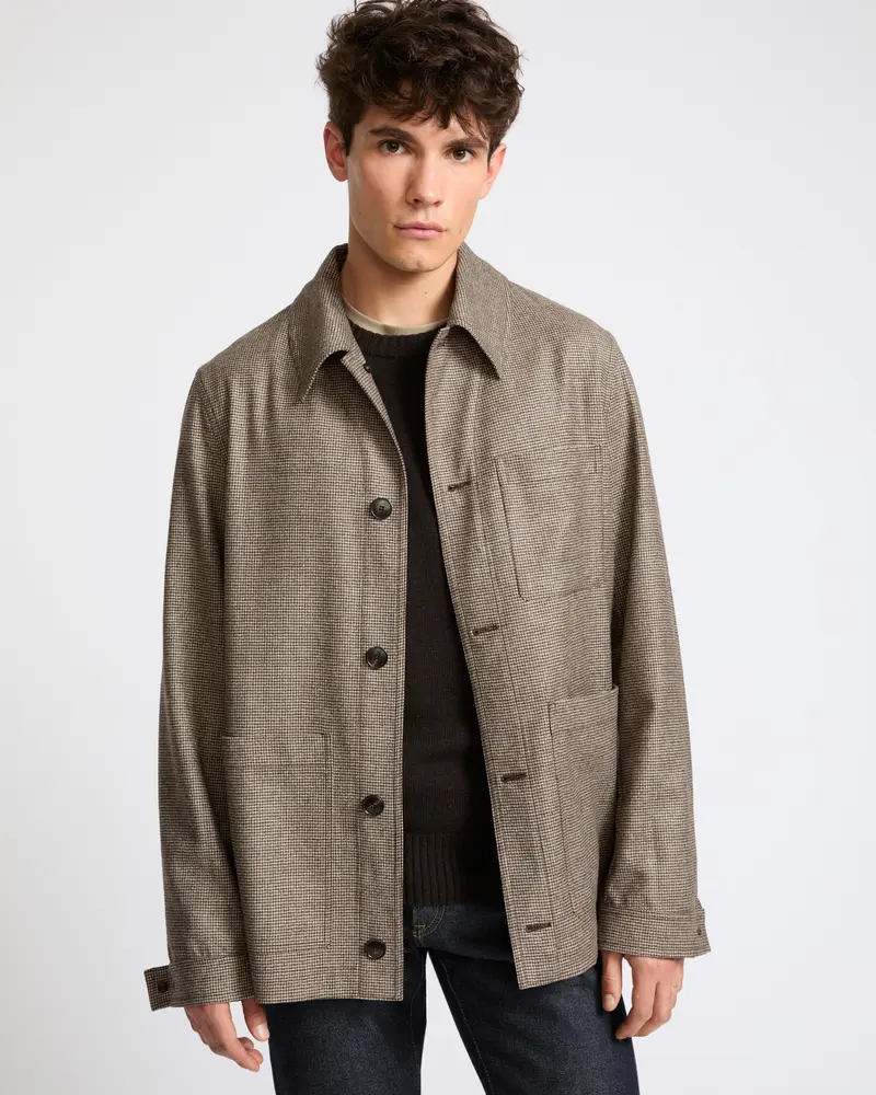 Fancy cashmere wool flannel overshirt
