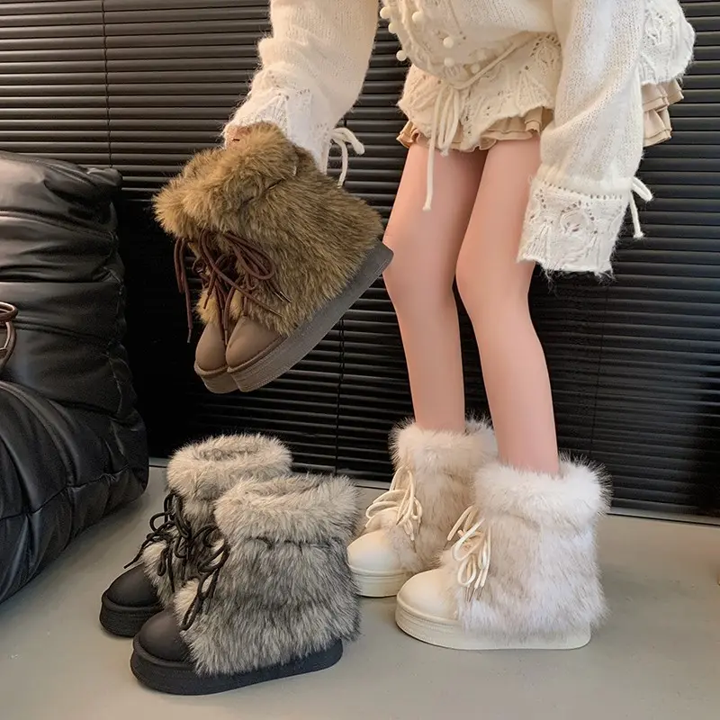 Fashionable Fleece-lined Height-increasing Snow Boots