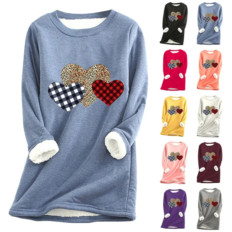 Fashionable Printed Fluffy Heart Womens Apparel