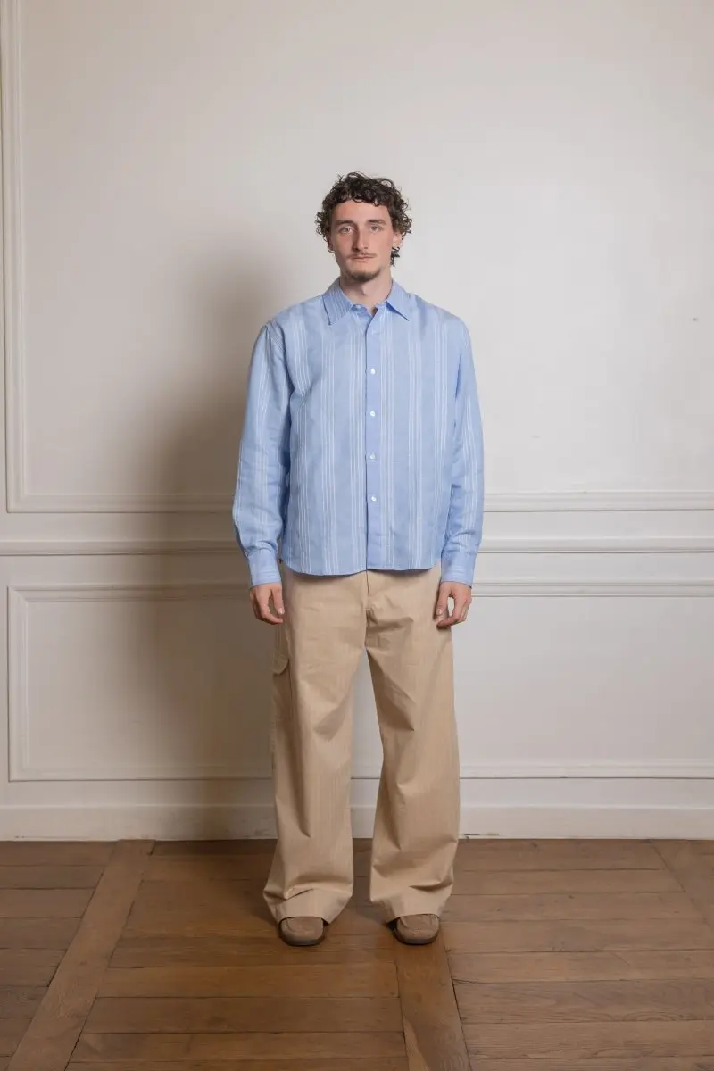 FIND SHIRT - BLUE / WHITE LINEN STRIPE