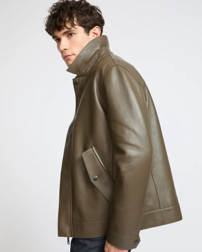 Fitted lambskin leather jacket