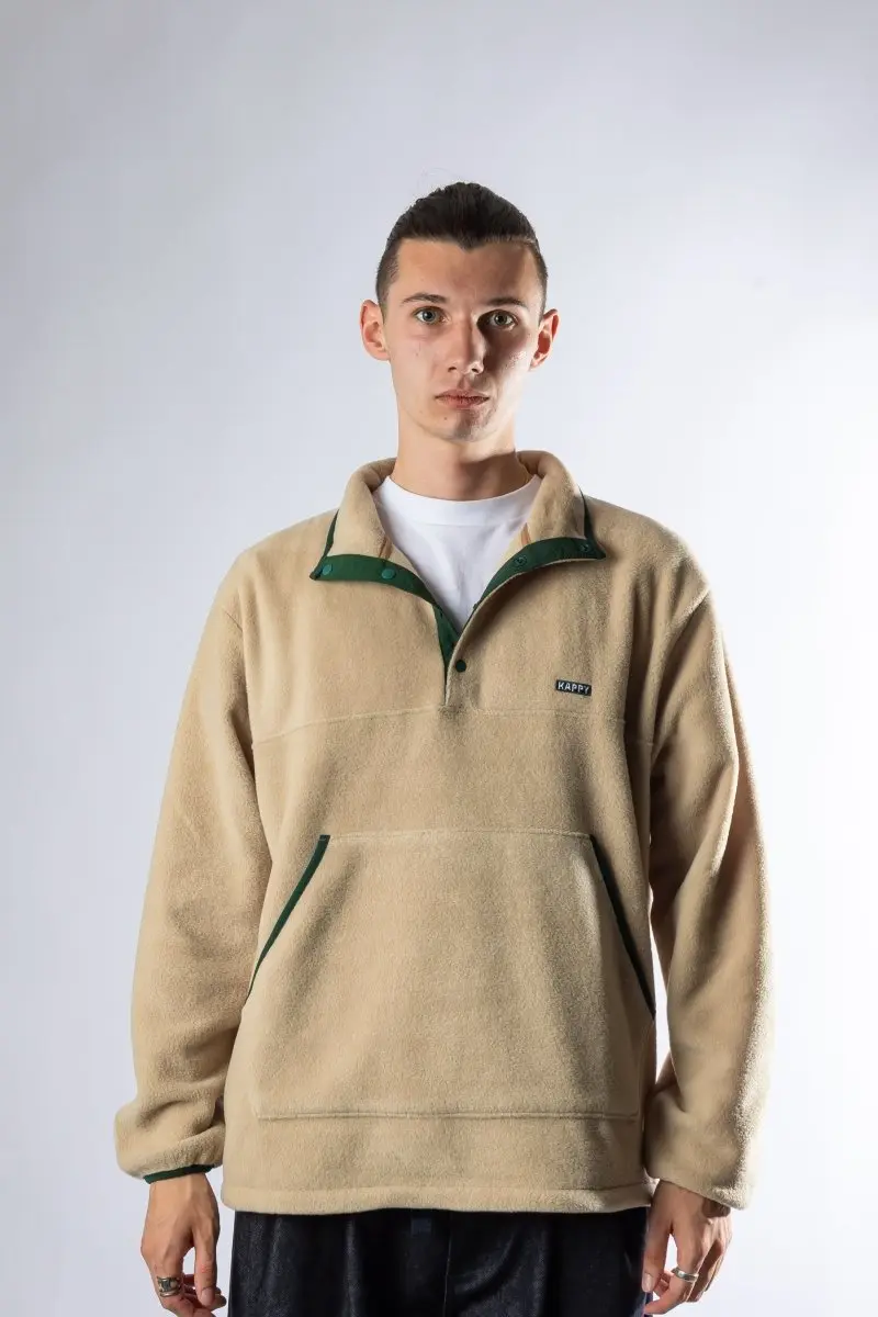 FLEECE BUTTON ANORAK BEIGE