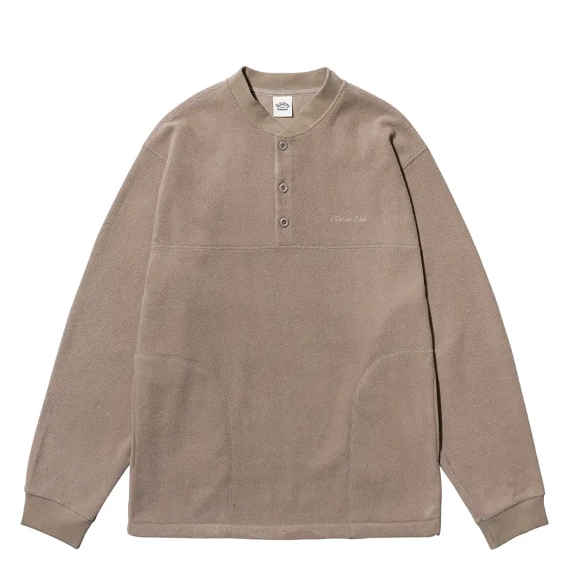 Fleece Waffle Button Anorak - Beige