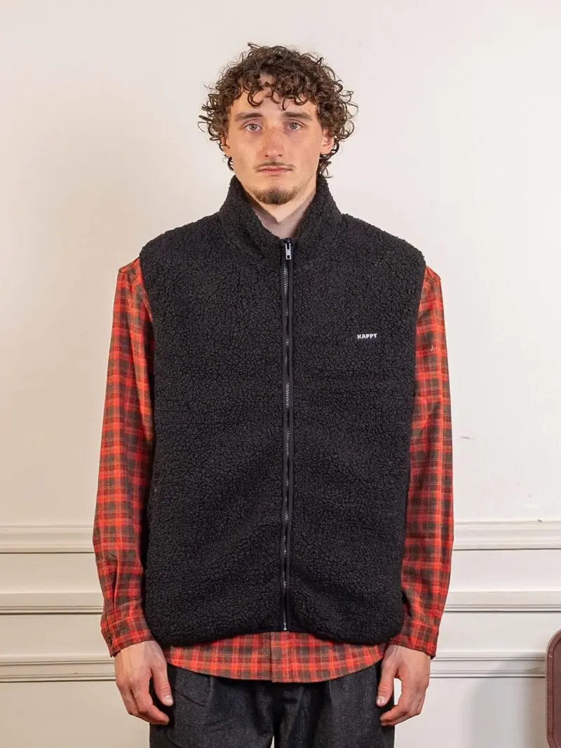 Fleece Zipper Vest Black