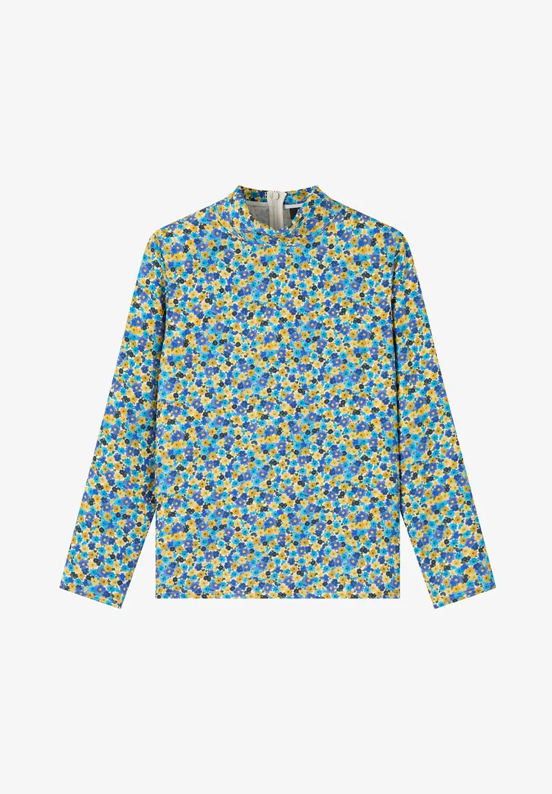 Fließende Bluse mit mehrfarbigem Blumenmuster