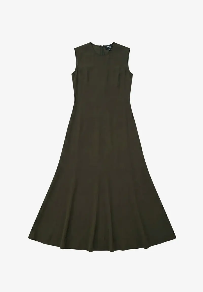 Fließendes dunkelgrünes Kleid