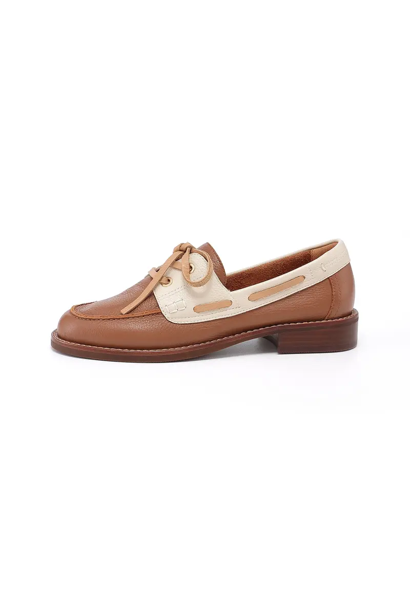 FLORE - Derbies en cuir Marron/Cognac