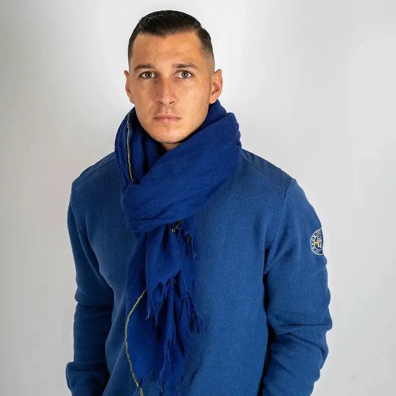 Foulard écharpe en laine bleu roi