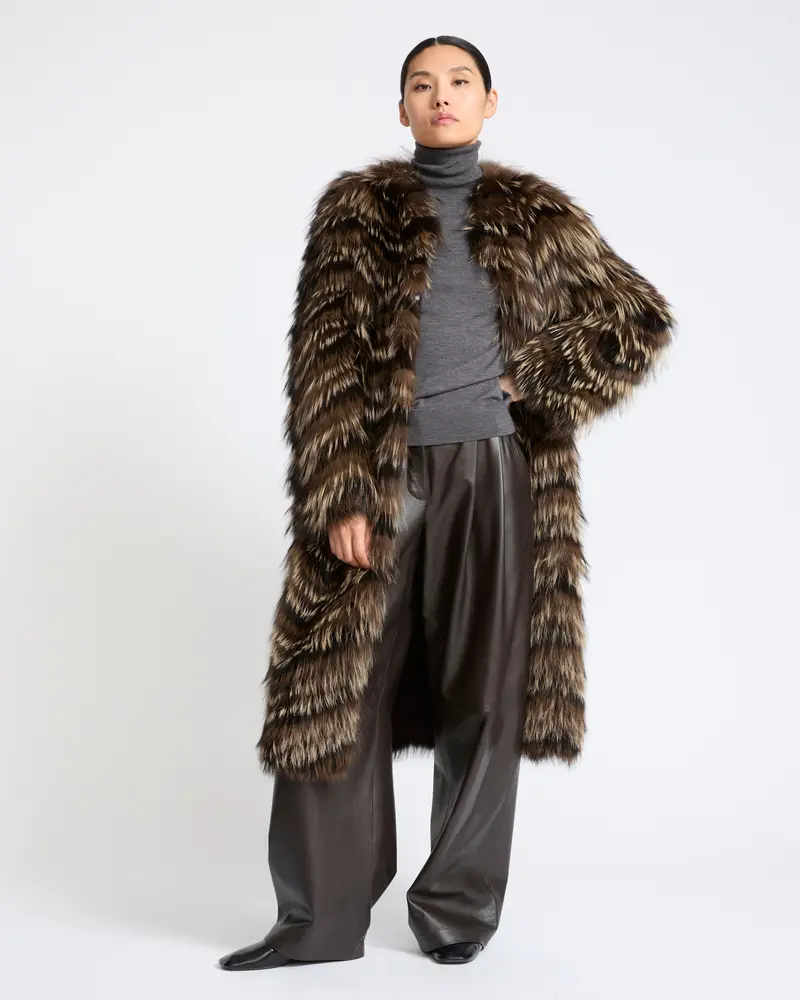 Fox fur knit coat