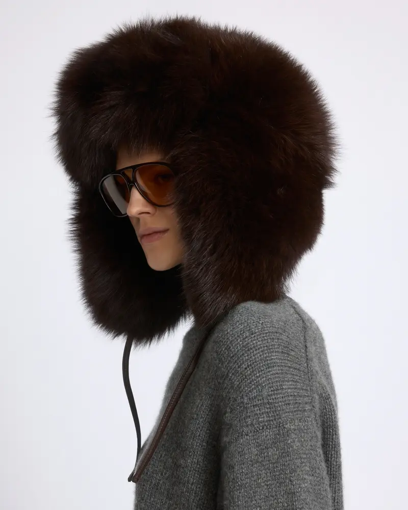 Fox fur ushanka hat