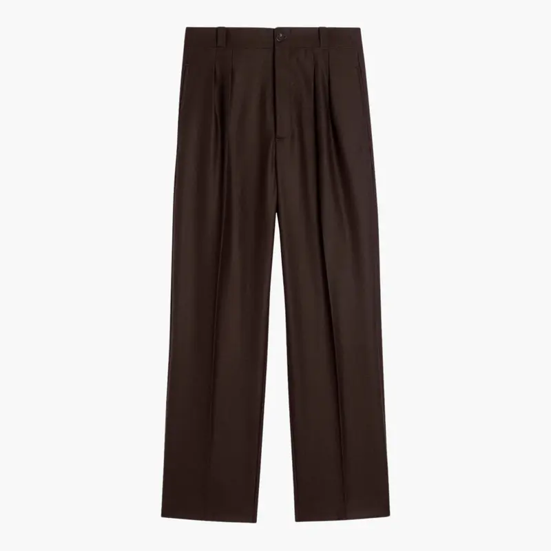 French Military Pants - Virgin Wool Flannel - Dark Brown