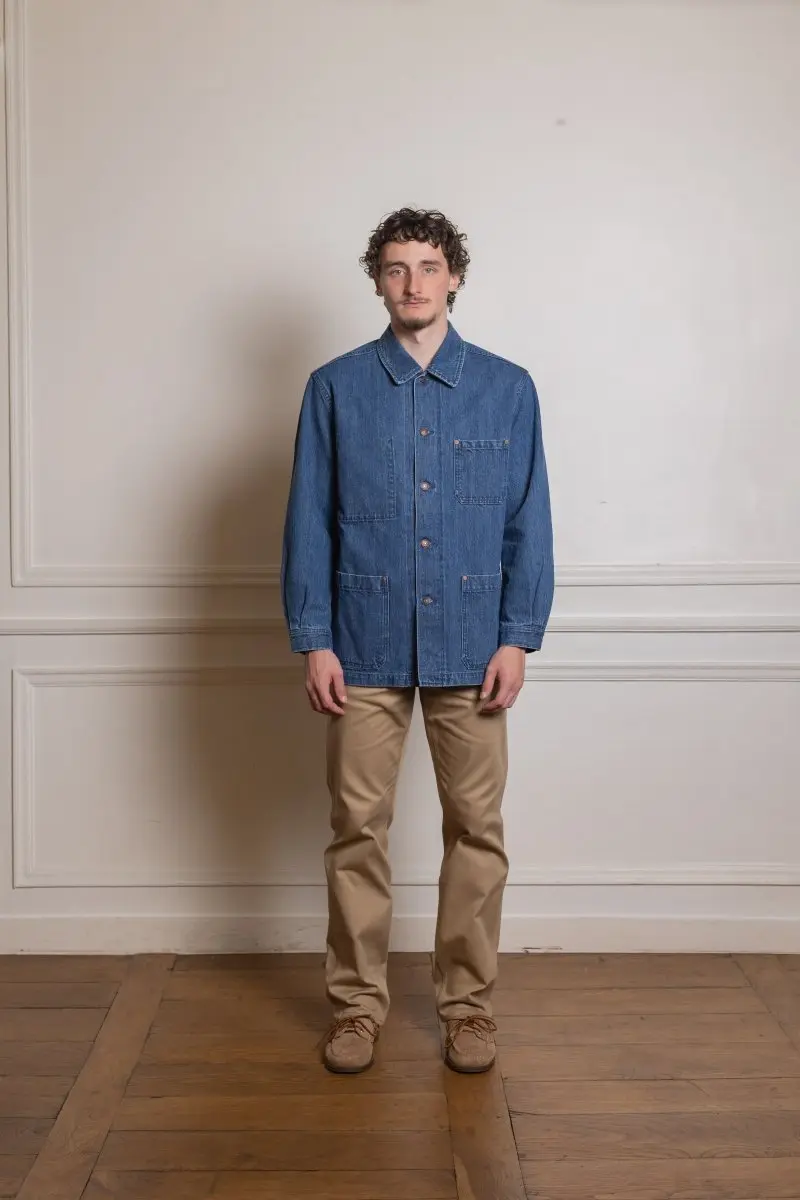 French Work Denim Jacket (Light Blue)