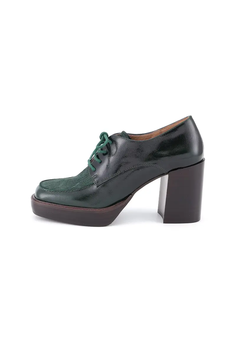 GAIL - Derbies à Talon en Cuir Vert