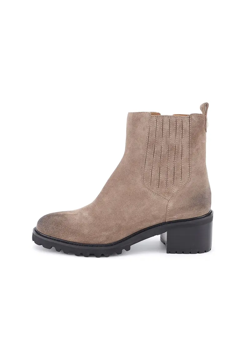 GARY - Bottines Crantées en Croûte de Cuir Taupe