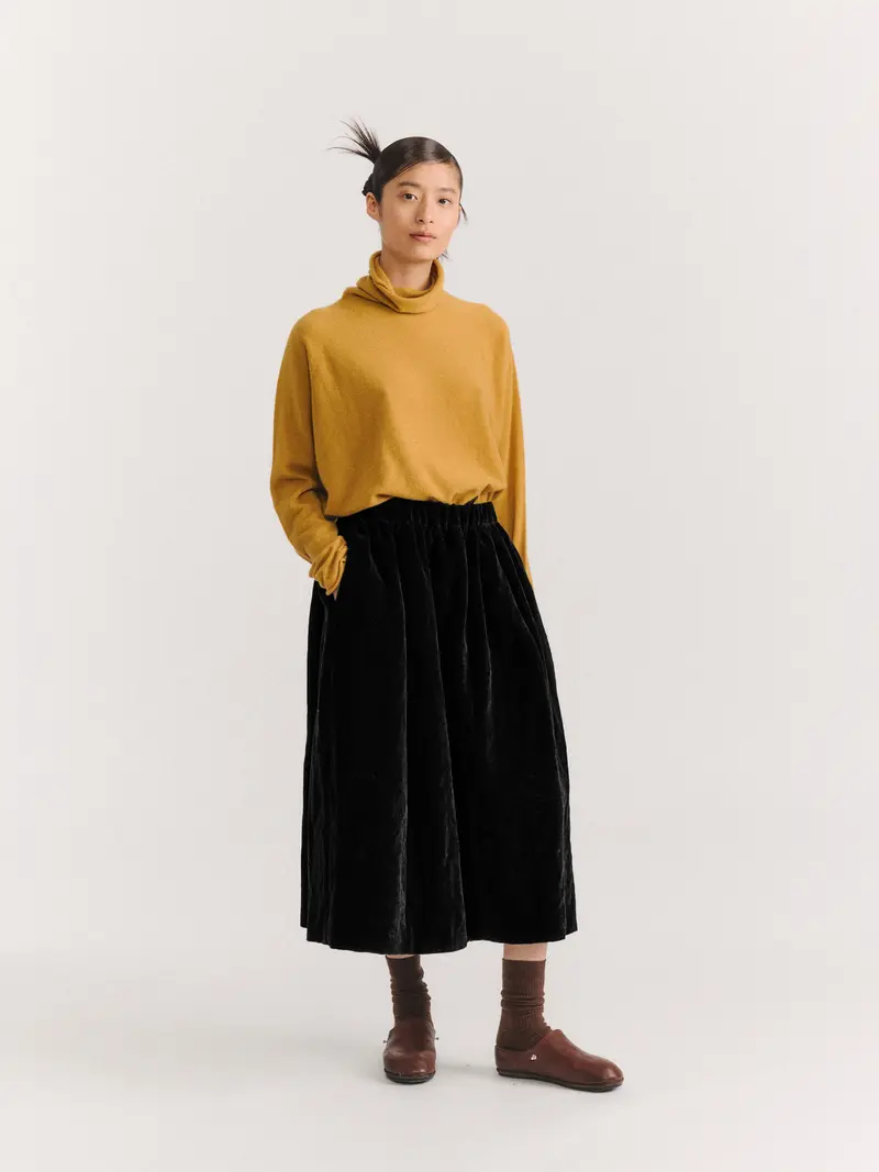 GHOSTY SKIRT - MID VELVET - BLACK