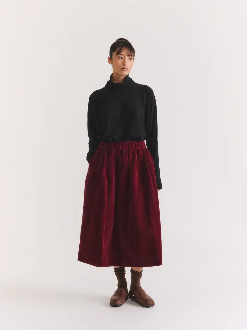 GHOSTY SKIRT - MID VELVET - PRUNE