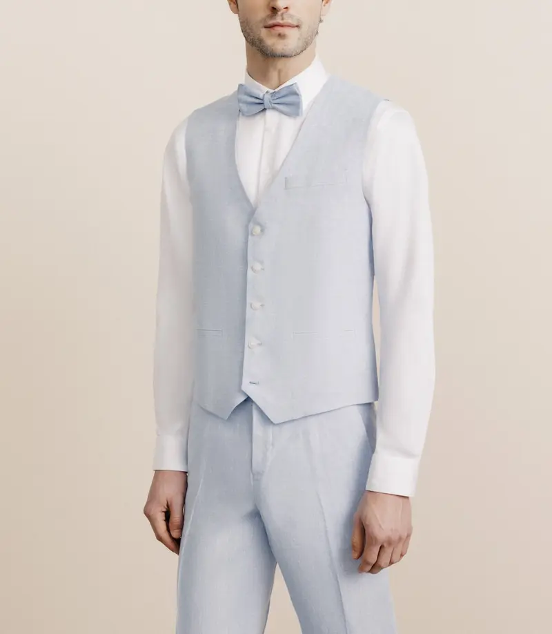 Gilet 100% lin bleu ciel