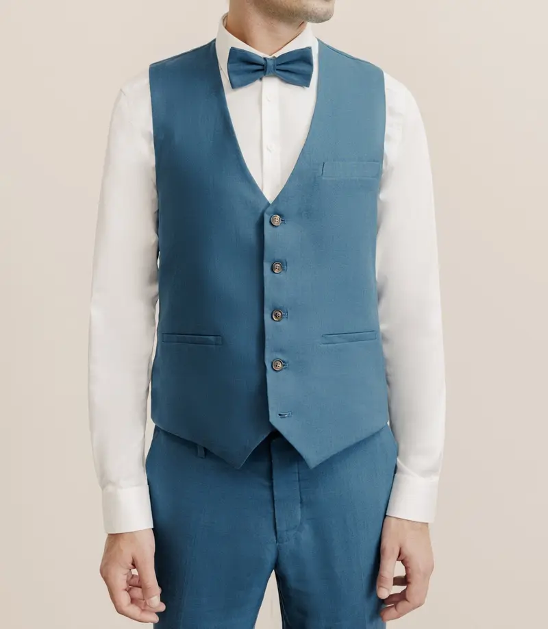Gilet 100% lin bleu vert