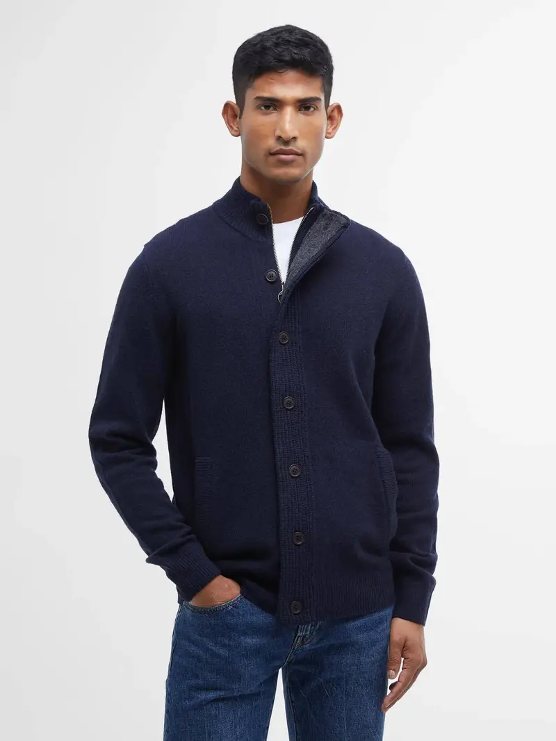 Gilet à coudières Barbour marine en laine