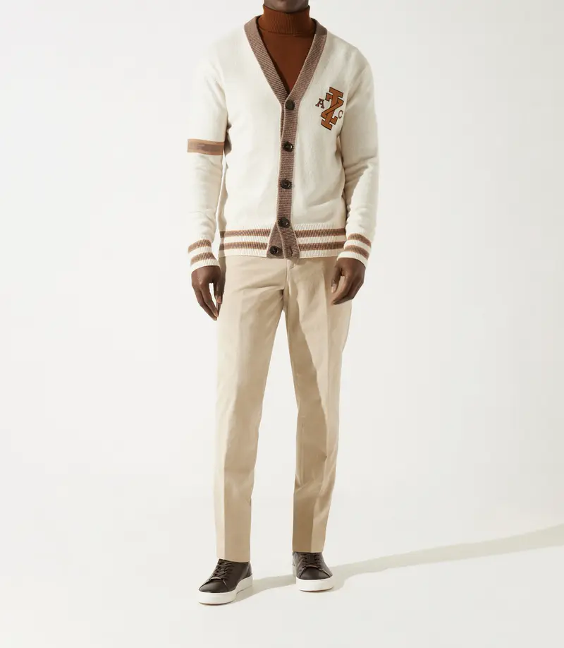 Gilet boutonné brodé écru