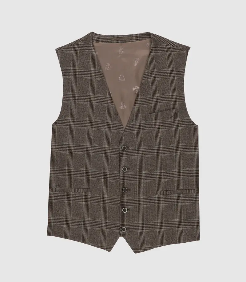 Gilet de costume à carreaux bordeaux XSEPIA