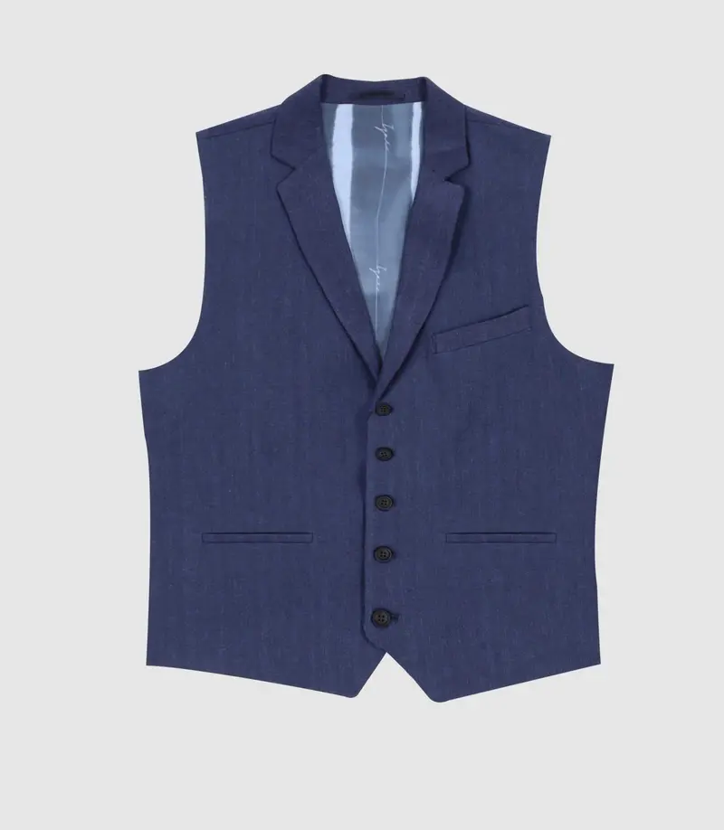 Gilet de costume en lin marine JCHANCE