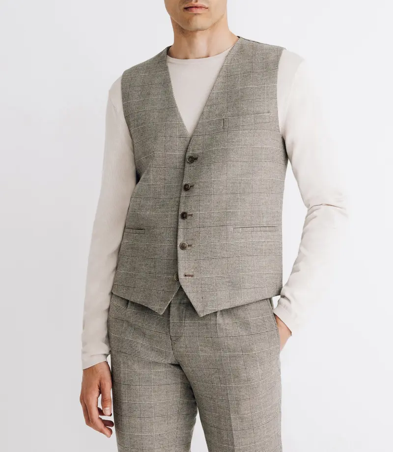 Gilet de costume esprit prince de galles beige