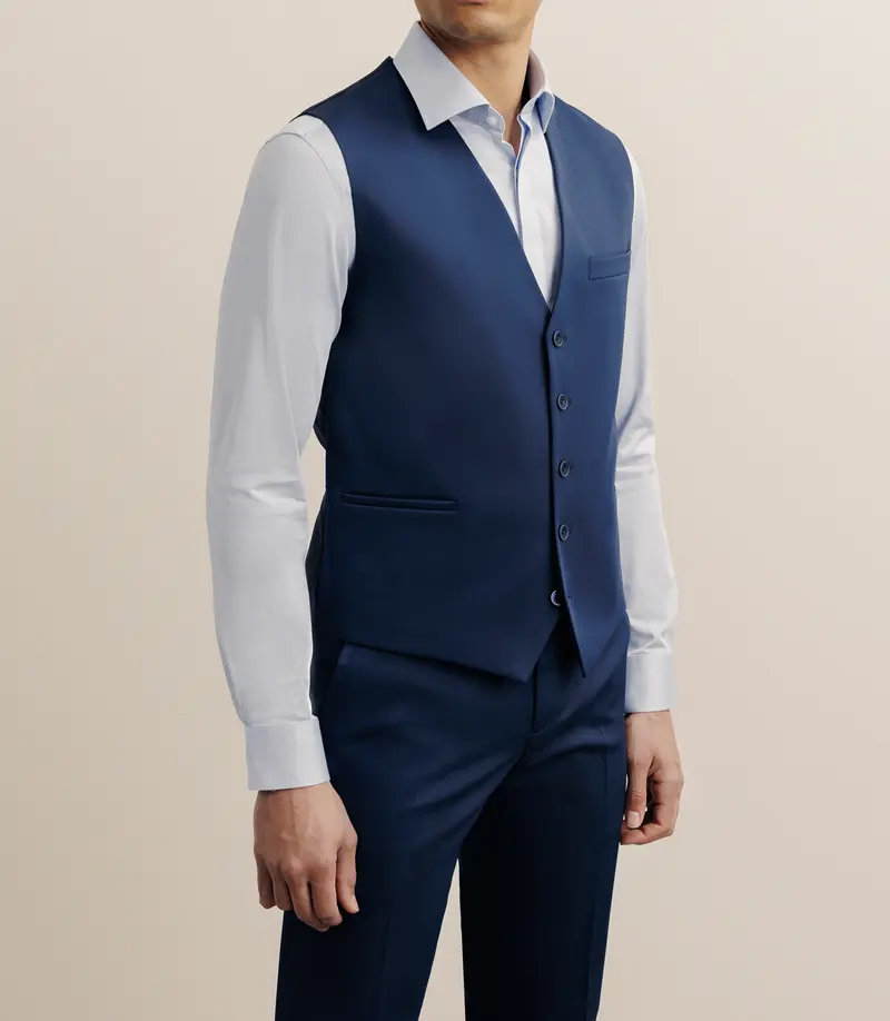 Gilet de costume tissu technique bleu