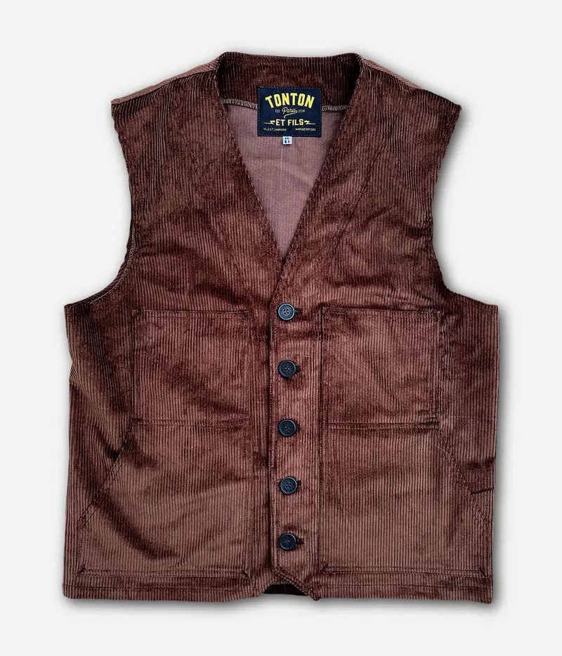 Gilet « Jeannot » velours brun