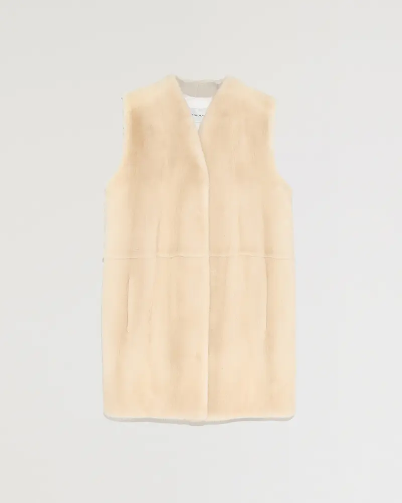 Gilet long en fourrure de vison et doublure nylon