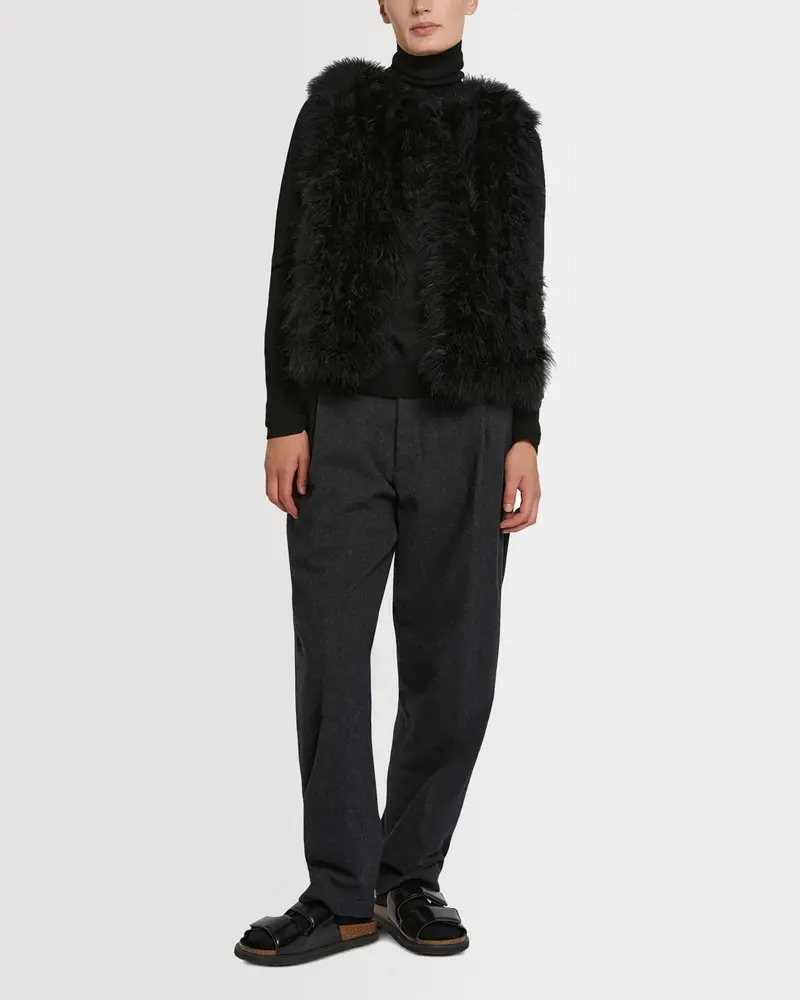 Gilet long en plumes