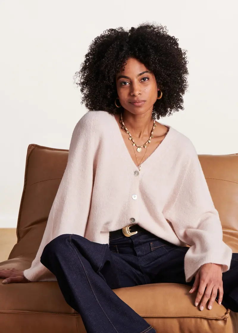 Gilet pull écru 2 en 1 coupe ample
