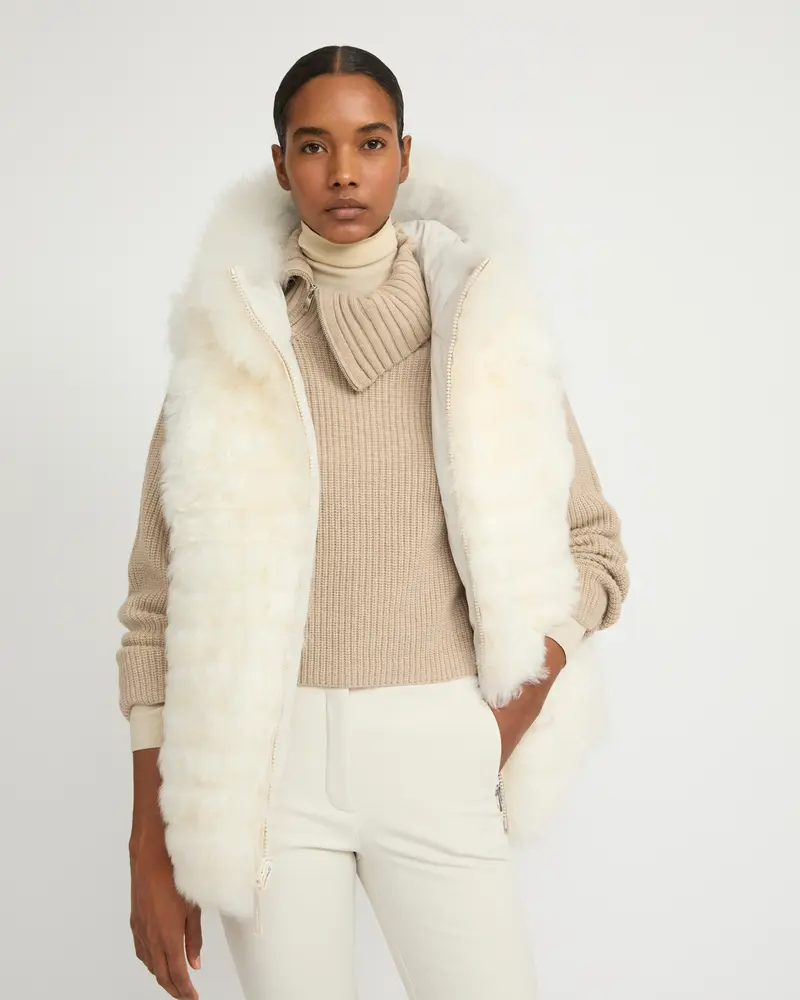 Gilet réversible en agneau long poil