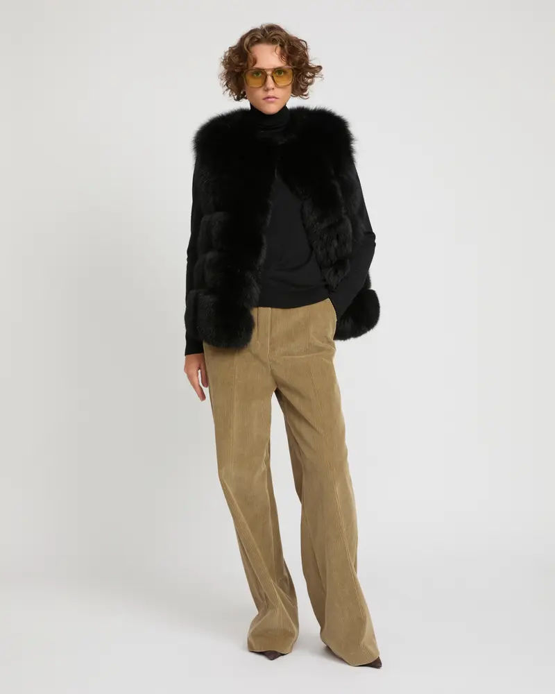 Gilet sans manches en fourrure de renard