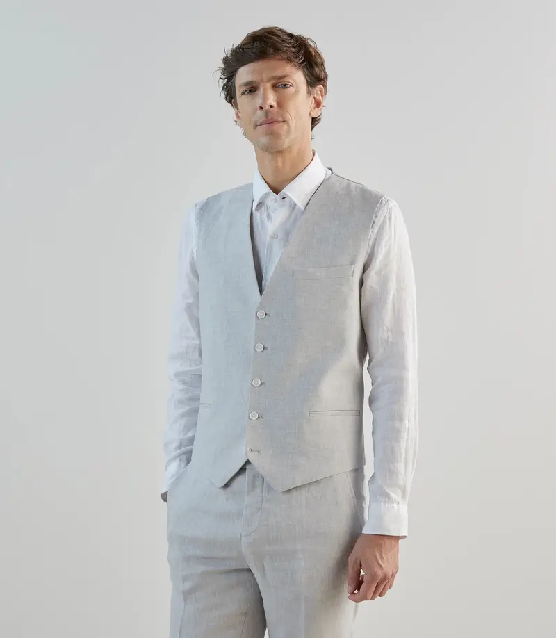 Gilet ville 100% lin gris