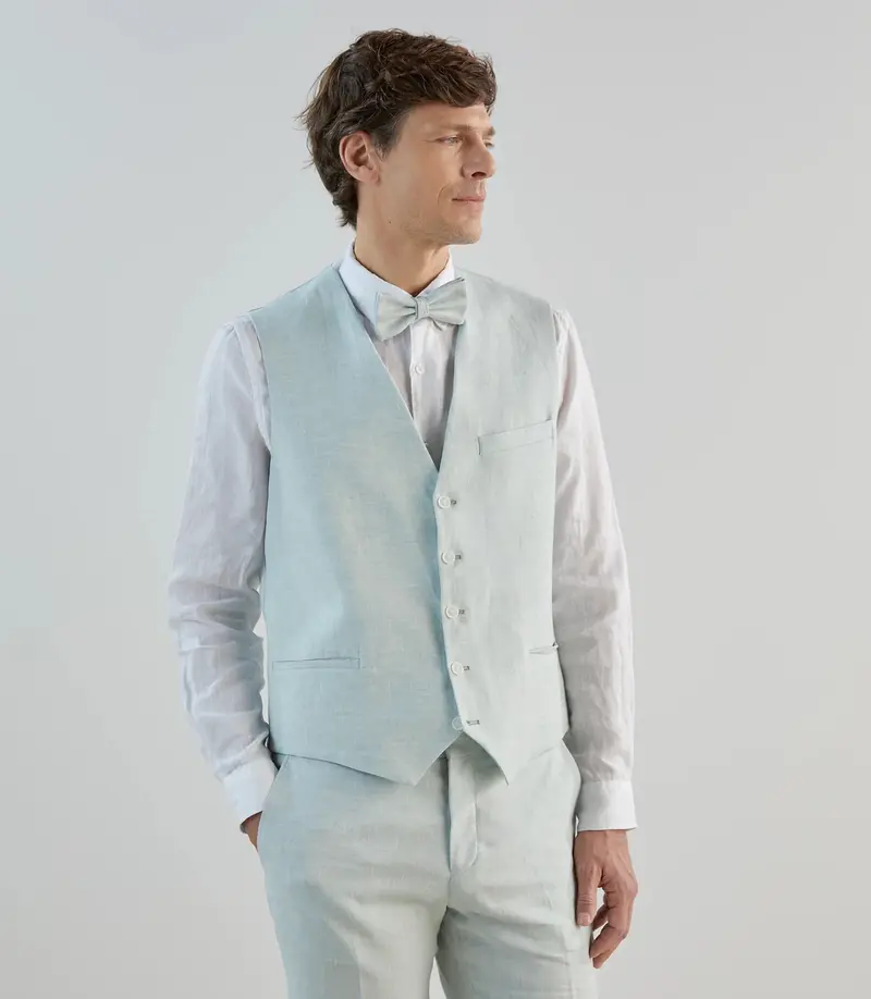 Gilet ville 100% lin vert d'eau