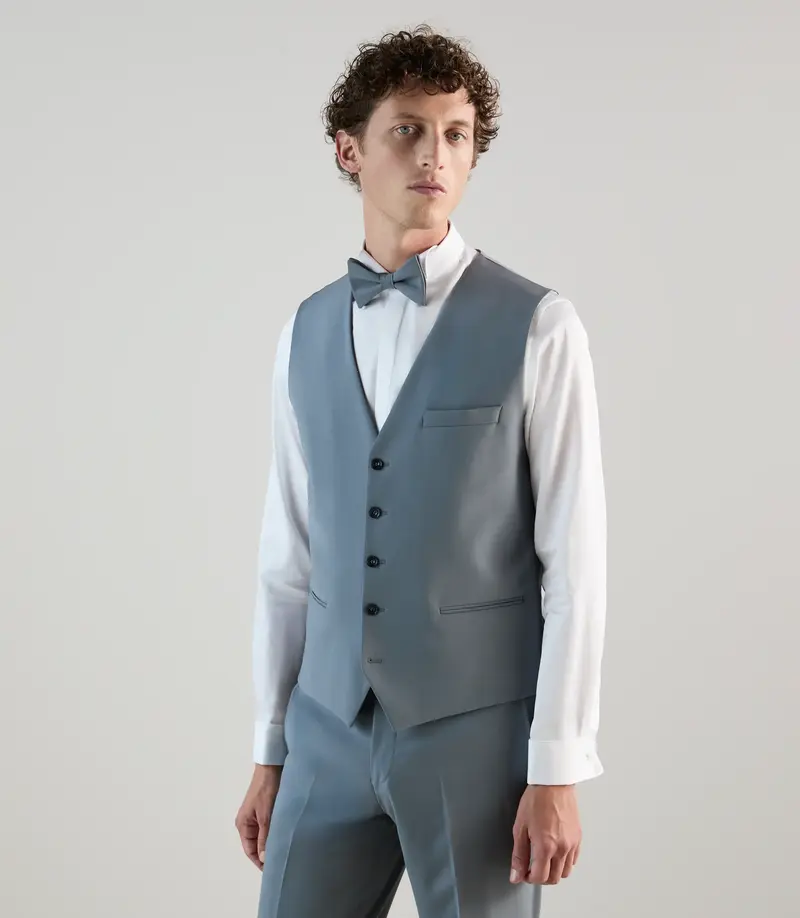 Gilet ville en laine majoritaire bleu gris clair
