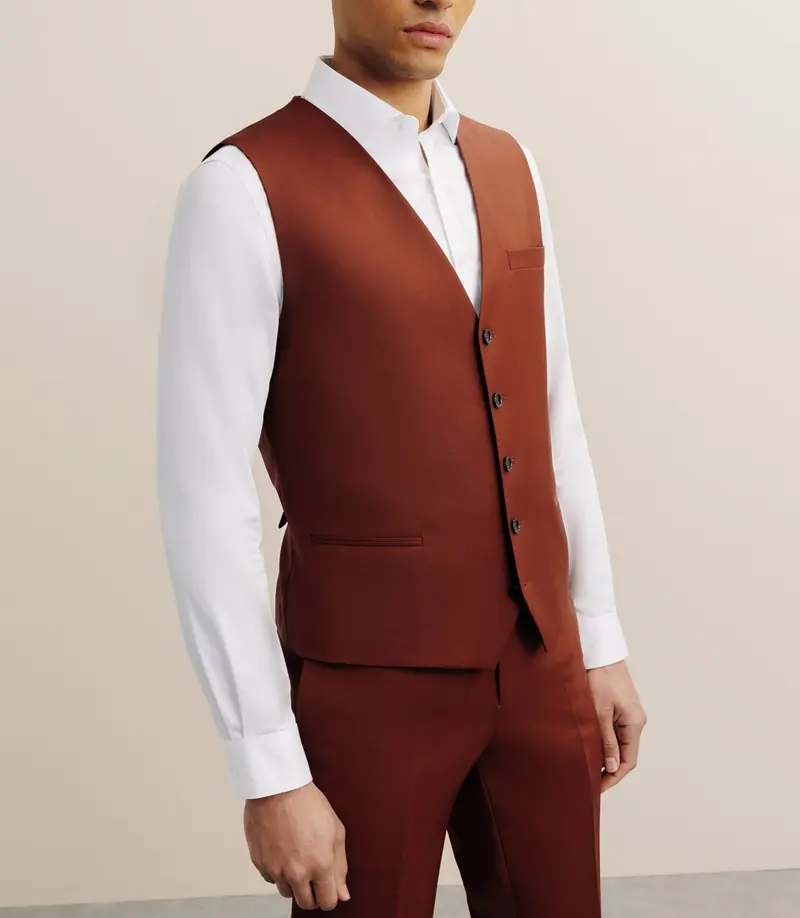 Gilet ville en laine majoritaire terracotta