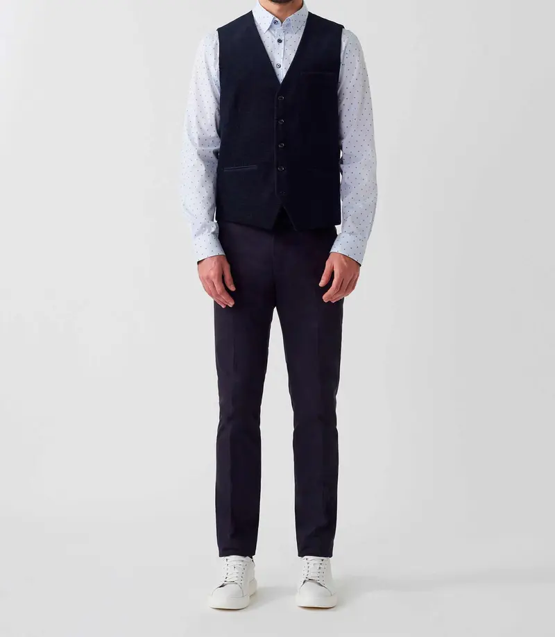 Gilet ville velours fantaisie bleu marine "Orecord"