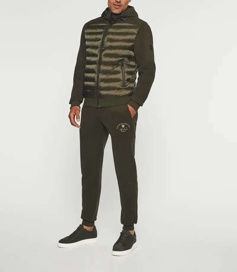 Gilet zippé à capuche uni kaki SWBENT