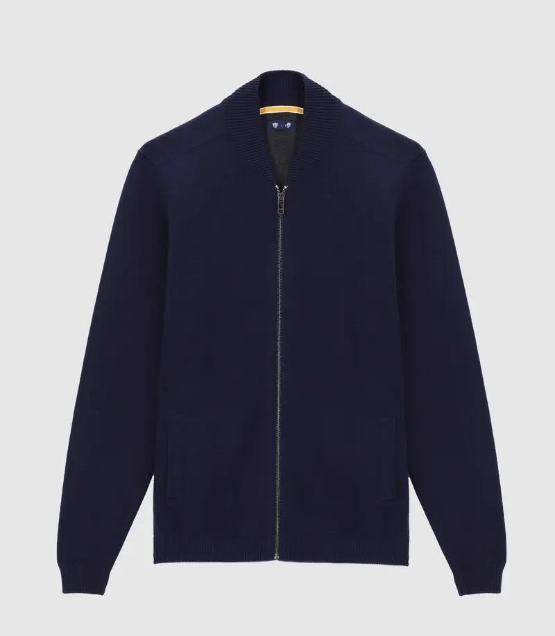 Gilet zippé col teddy marine