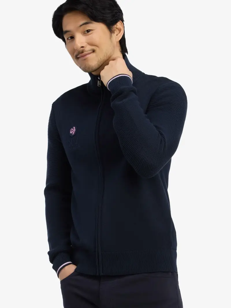Gilet zippé Eden Park marine en coton